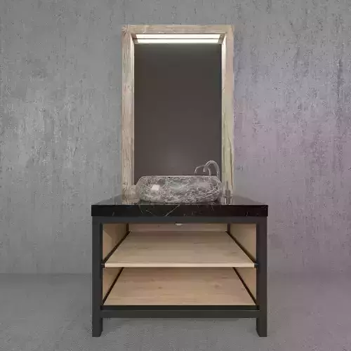 Bathroom vanity with mirror on top