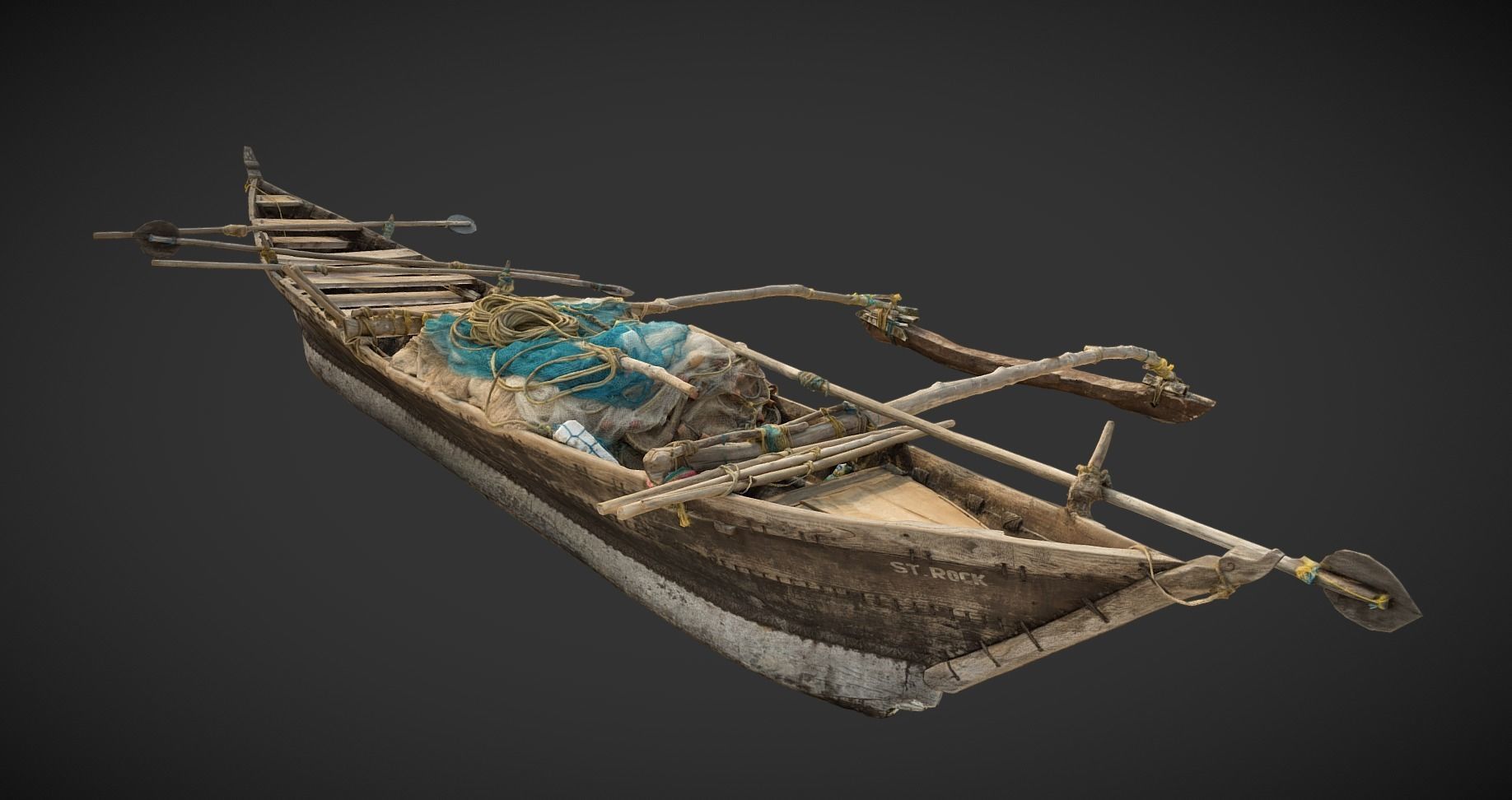 Indian Fishing Boat Low-poly 3D model_2