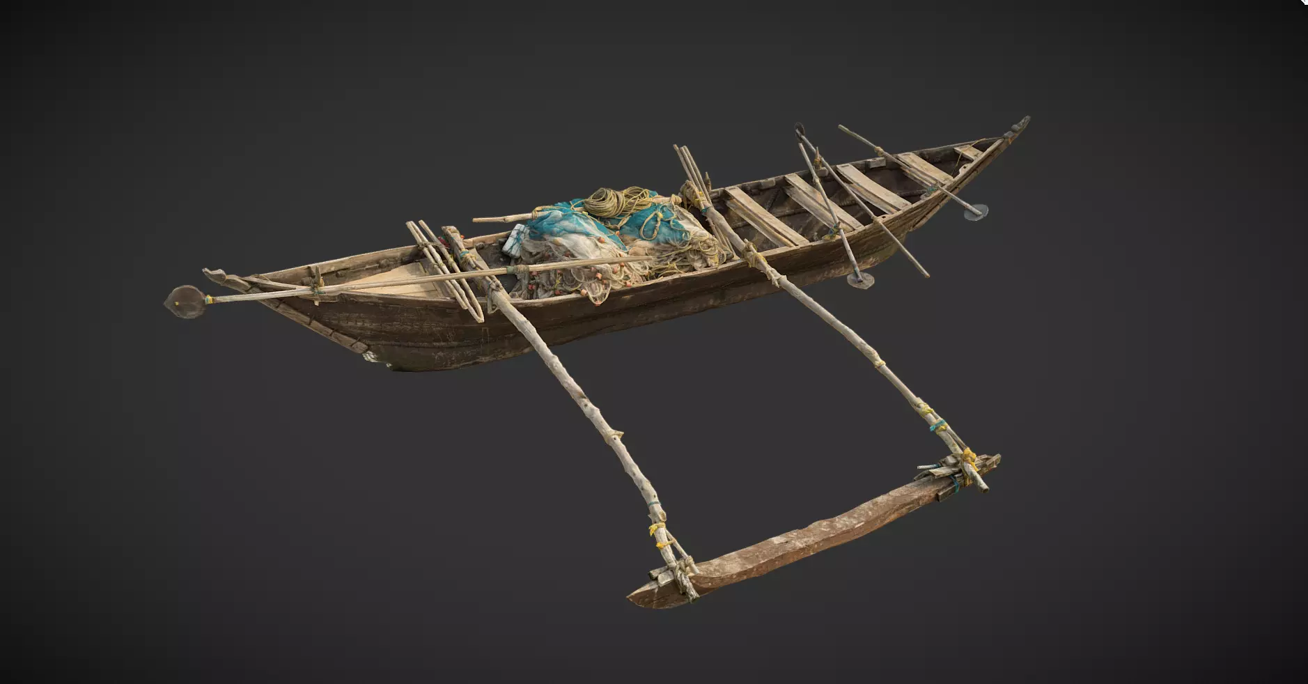 Indian Fishing Boat Low-poly 3D model_0