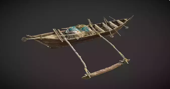 Indian Fishing Boat Low-poly 3D model