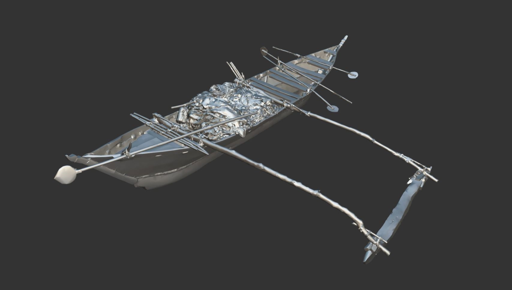 Indian Fishing Boat Low-poly 3D model_7