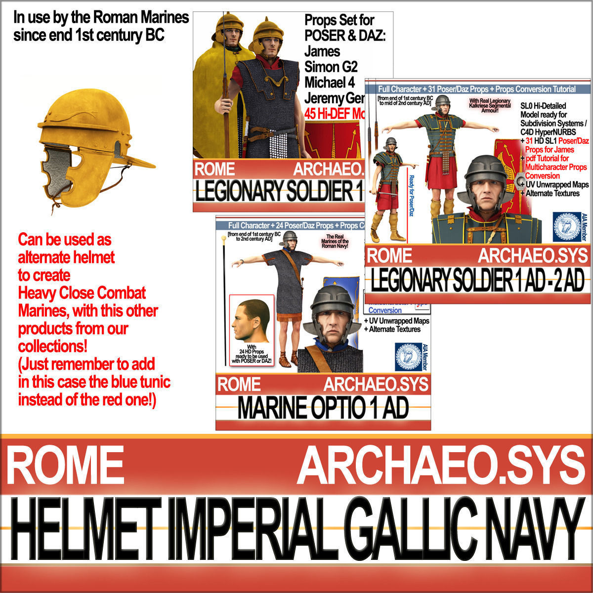 Roman Helmet Imperial Gallic Navy 3D model_3