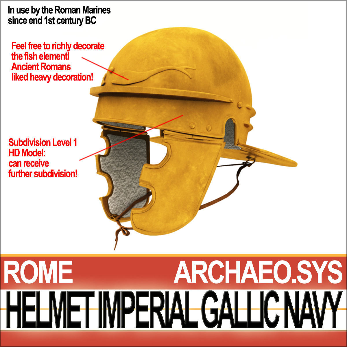 Roman Helmet Imperial Gallic Navy 3D model_4