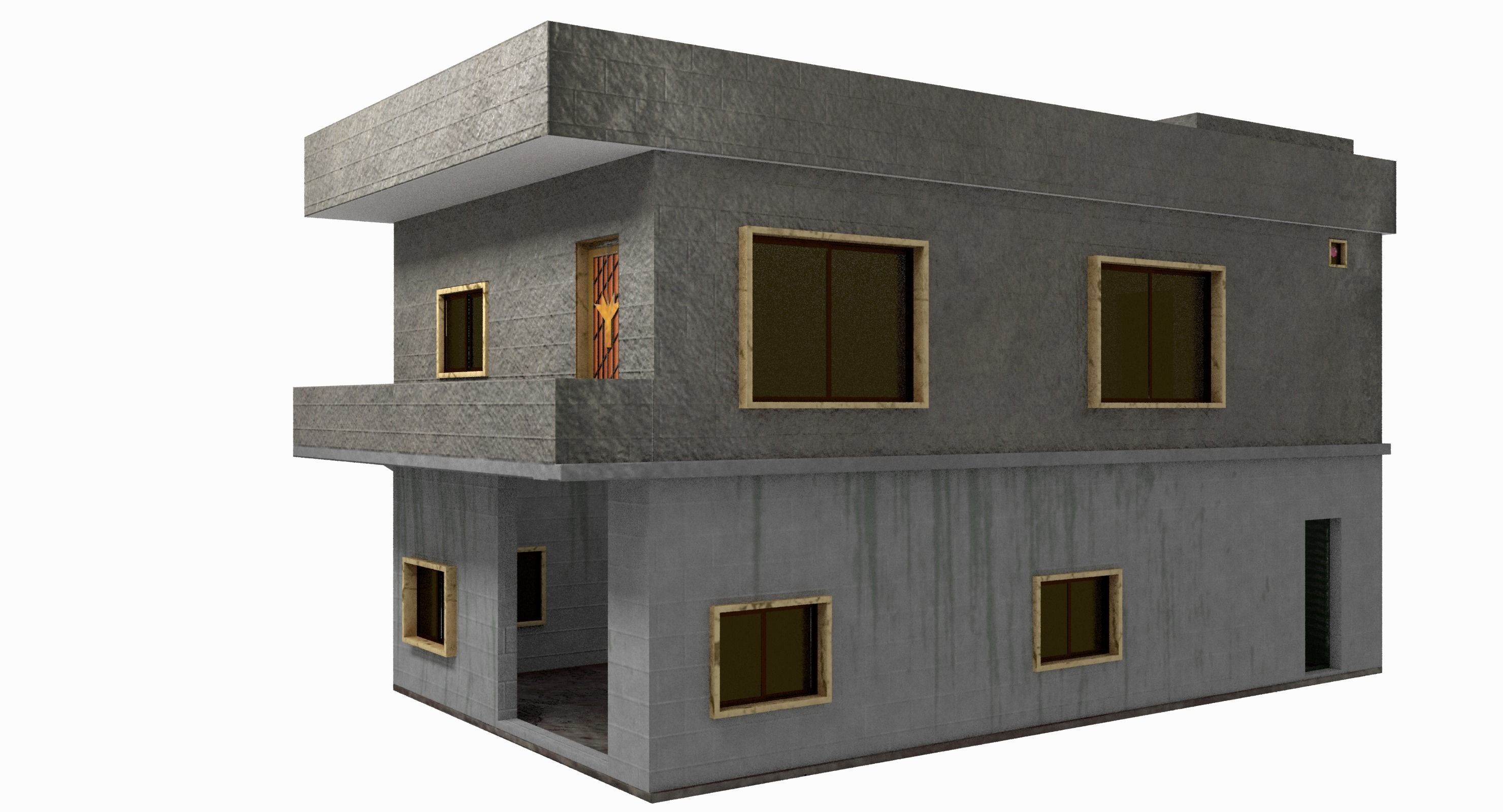 3D Two Storey Syrian House Low-poly 3D model_6