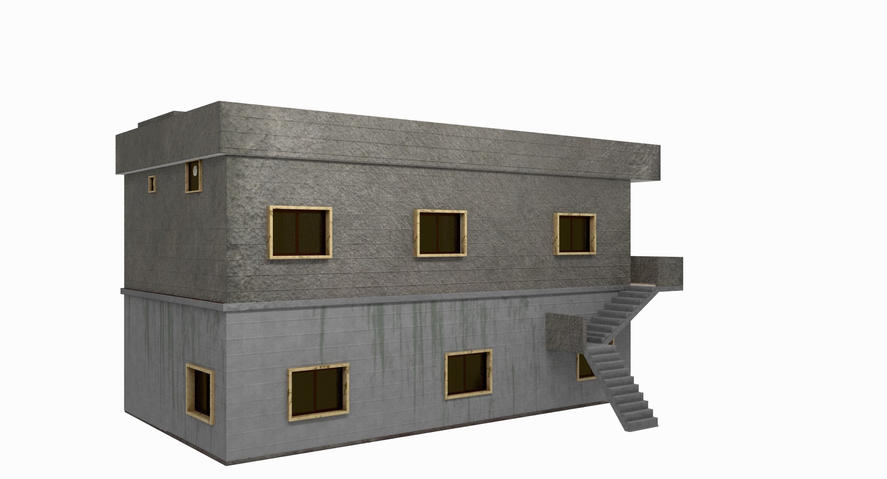 3D Two Storey Syrian House Low-poly 3D model_4