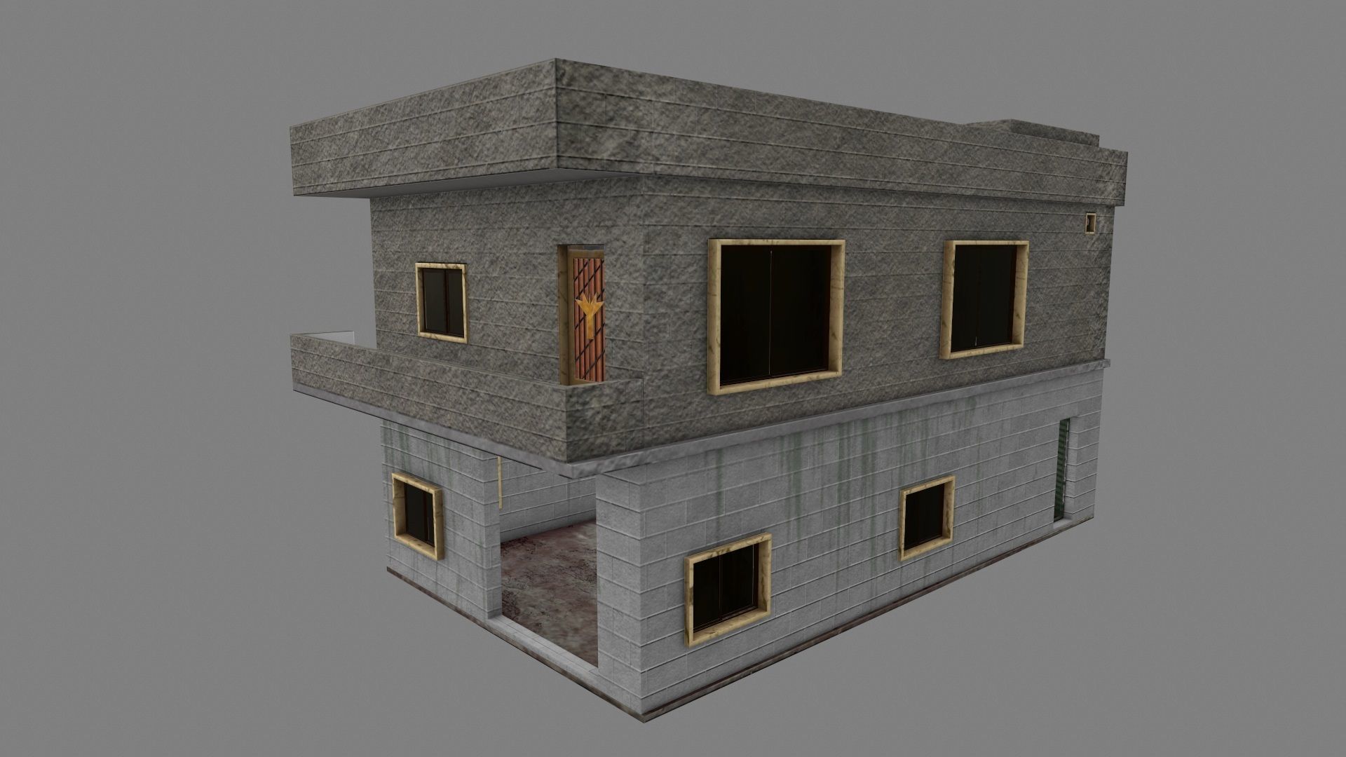 3D Two Storey Syrian House Low-poly 3D model_47