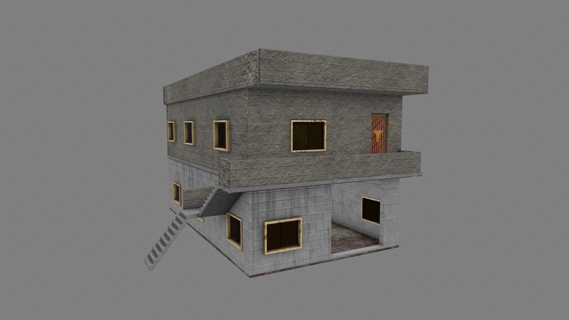 3D Two Storey Syrian House Low-poly 3D model_32