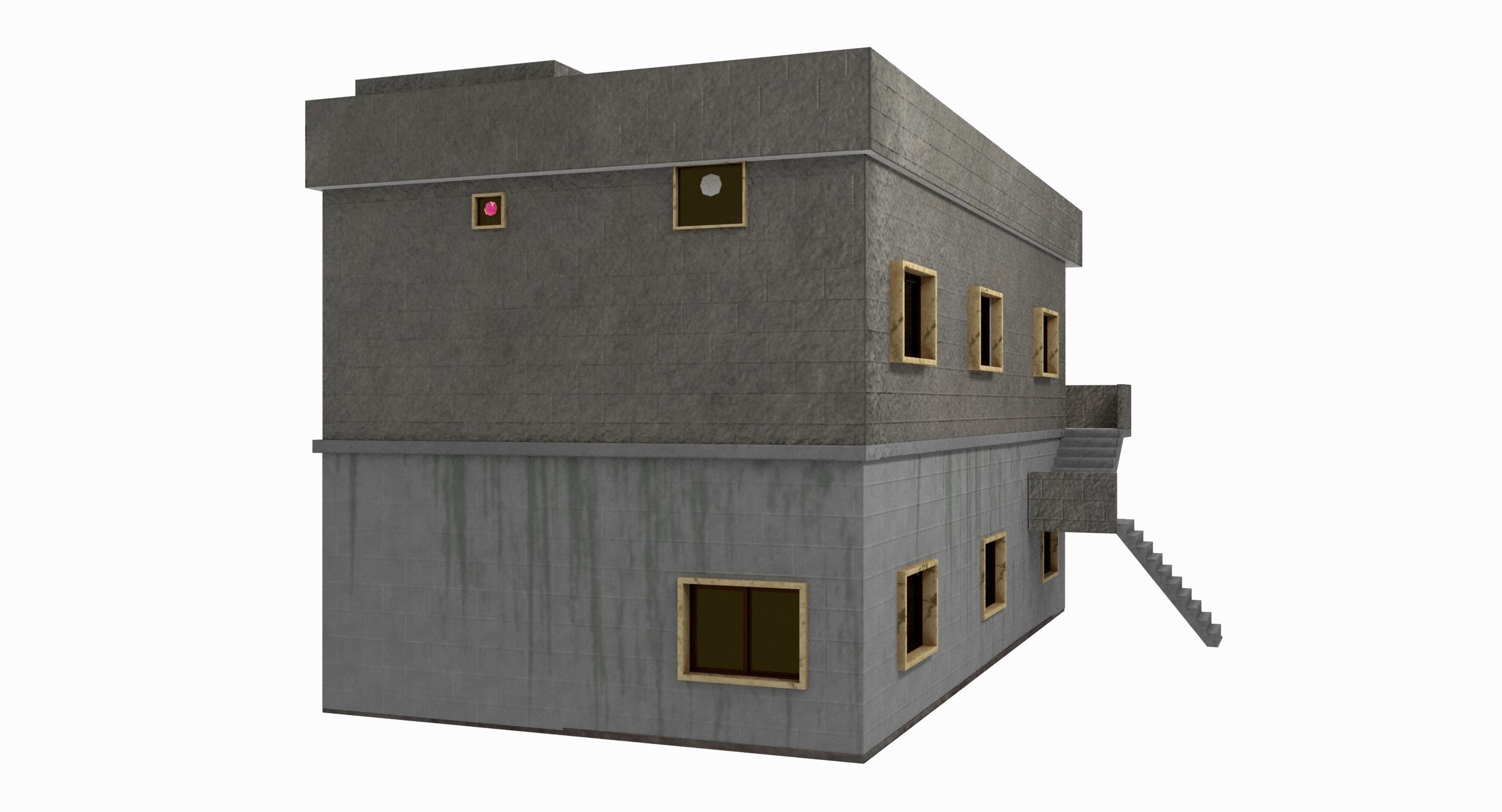 3D Two Storey Syrian House Low-poly 3D model_5