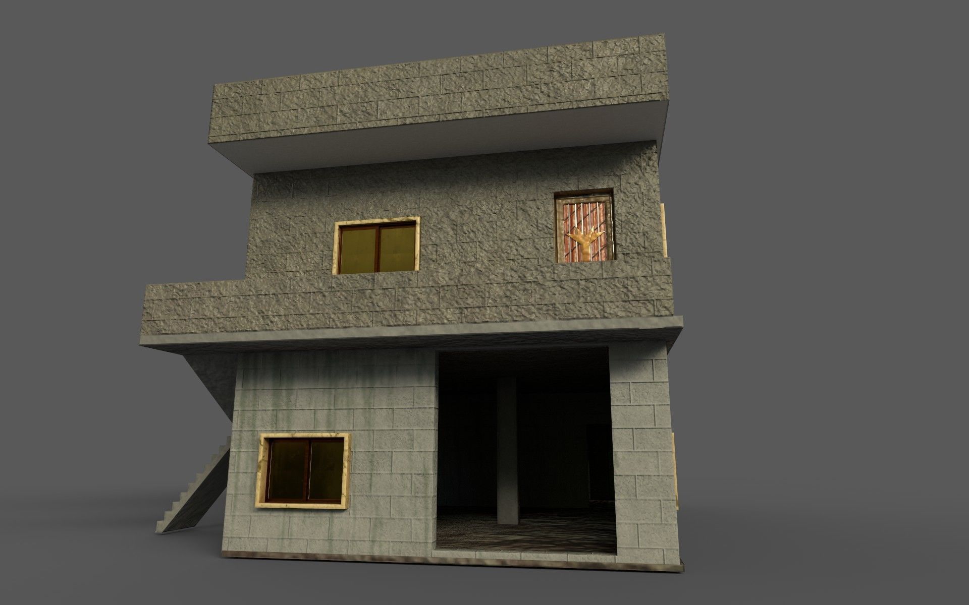 3D Two Storey Syrian House Low-poly 3D model_31