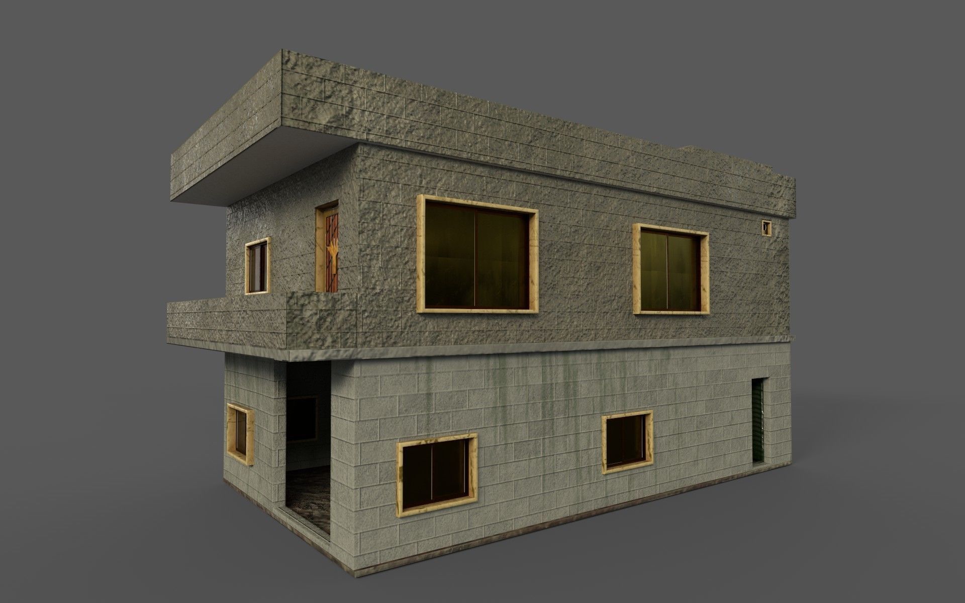 3D Two Storey Syrian House Low-poly 3D model_29
