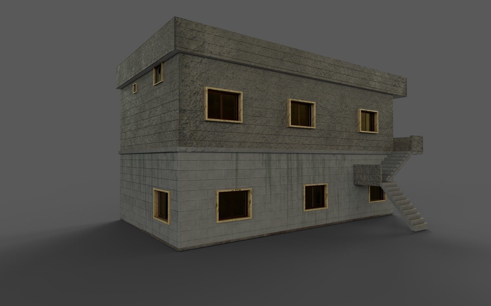 3D Two Storey Syrian House Low-poly 3D model_27