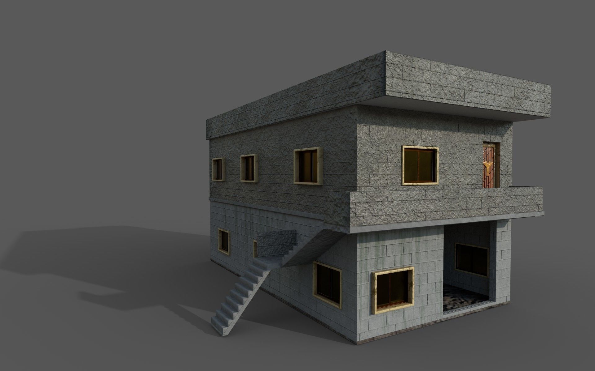 3D Two Storey Syrian House Low-poly 3D model_25