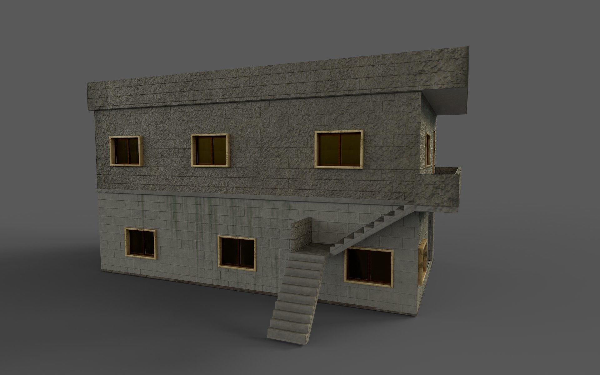 3D Two Storey Syrian House Low-poly 3D model_26