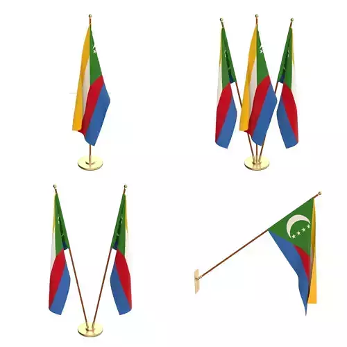 Comoros Flag Pack 3D model