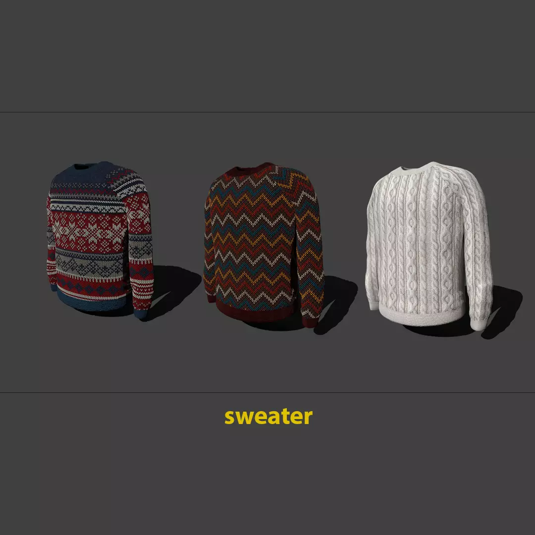 sweater with chevron pattern Low-poly 3D model_0