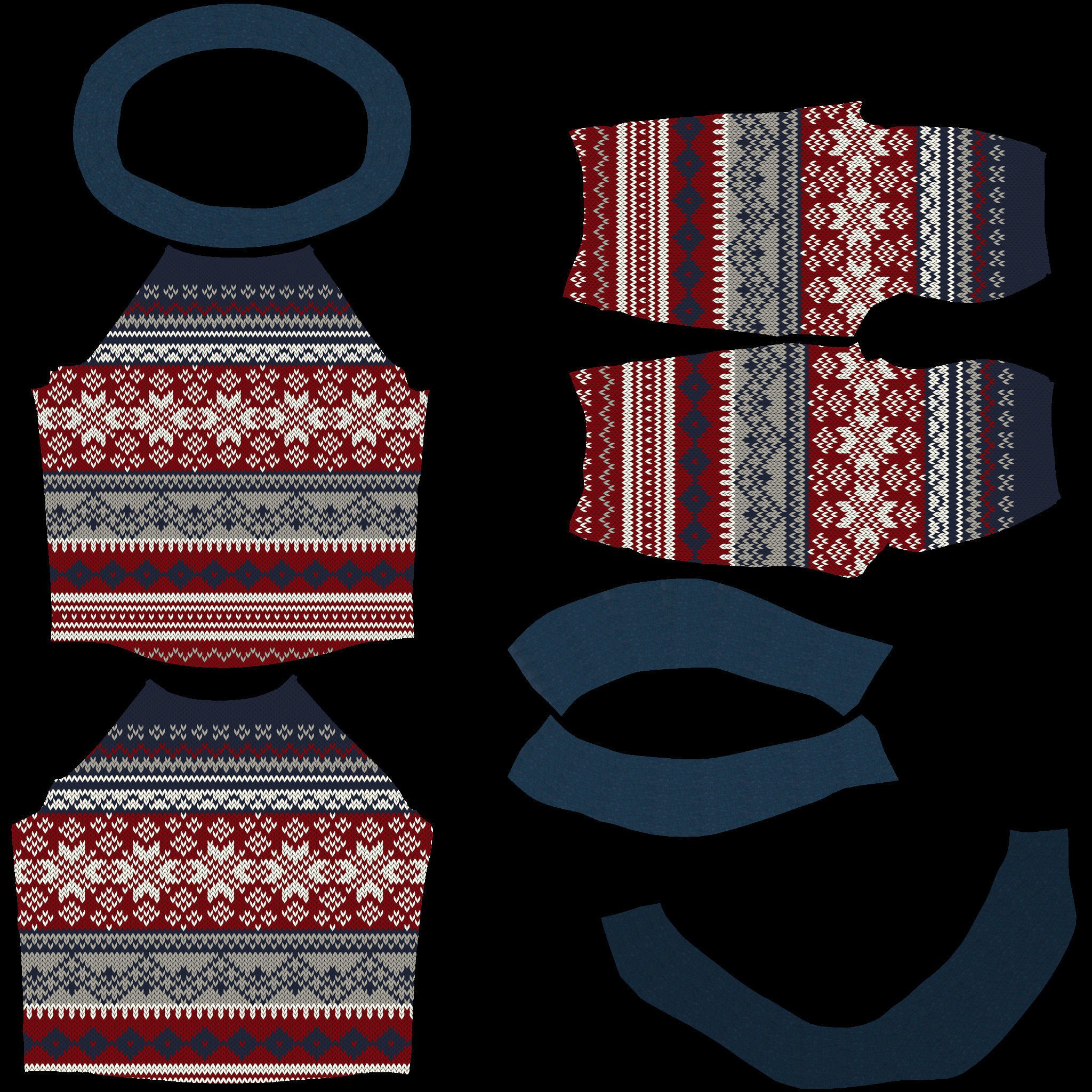 sweater with chevron pattern Low-poly 3D model_16