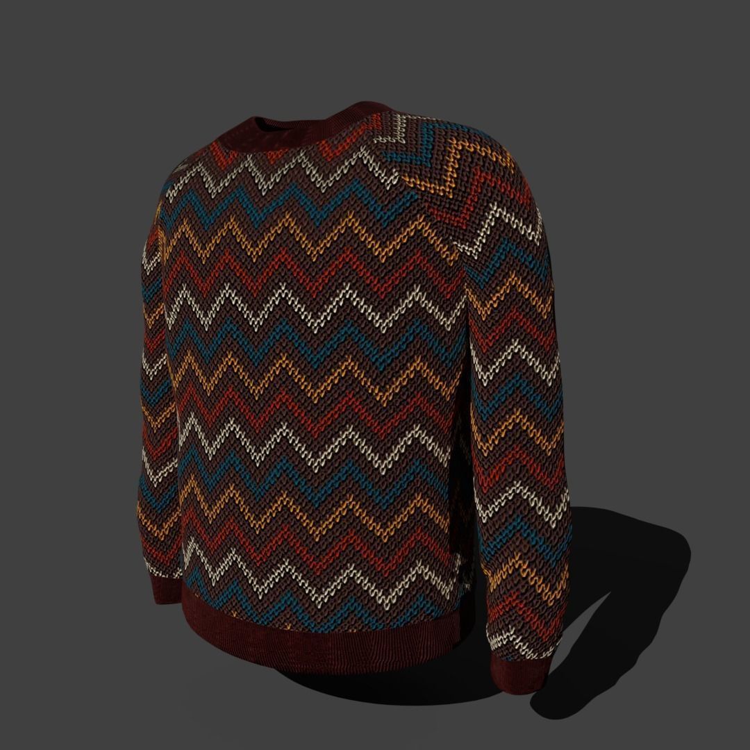 sweater with chevron pattern Low-poly 3D model_1