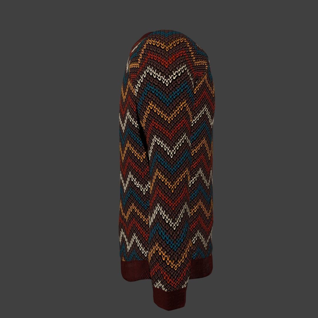 sweater with chevron pattern Low-poly 3D model_3