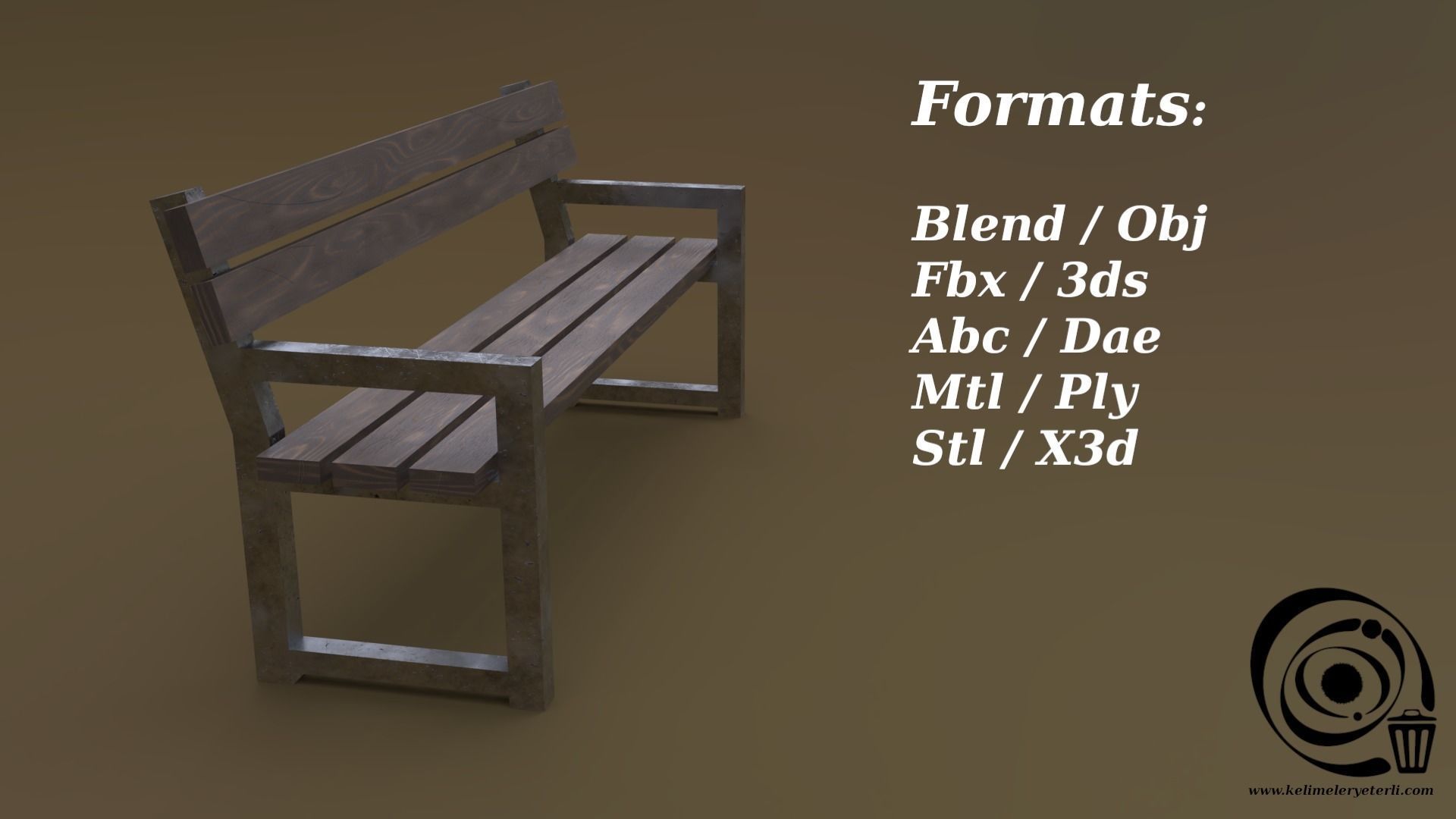 Bench 29 Low-poly 3D model_2