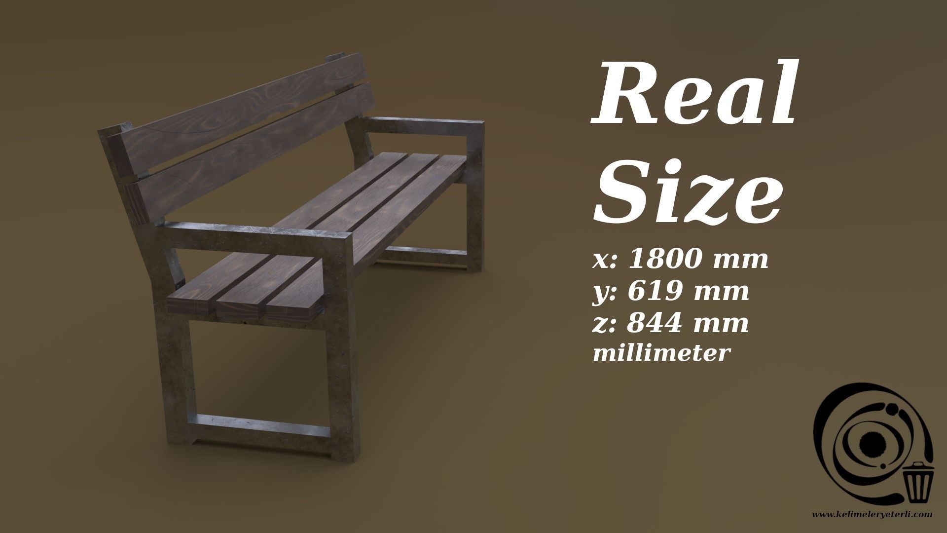 Bench 29 Low-poly 3D model_3
