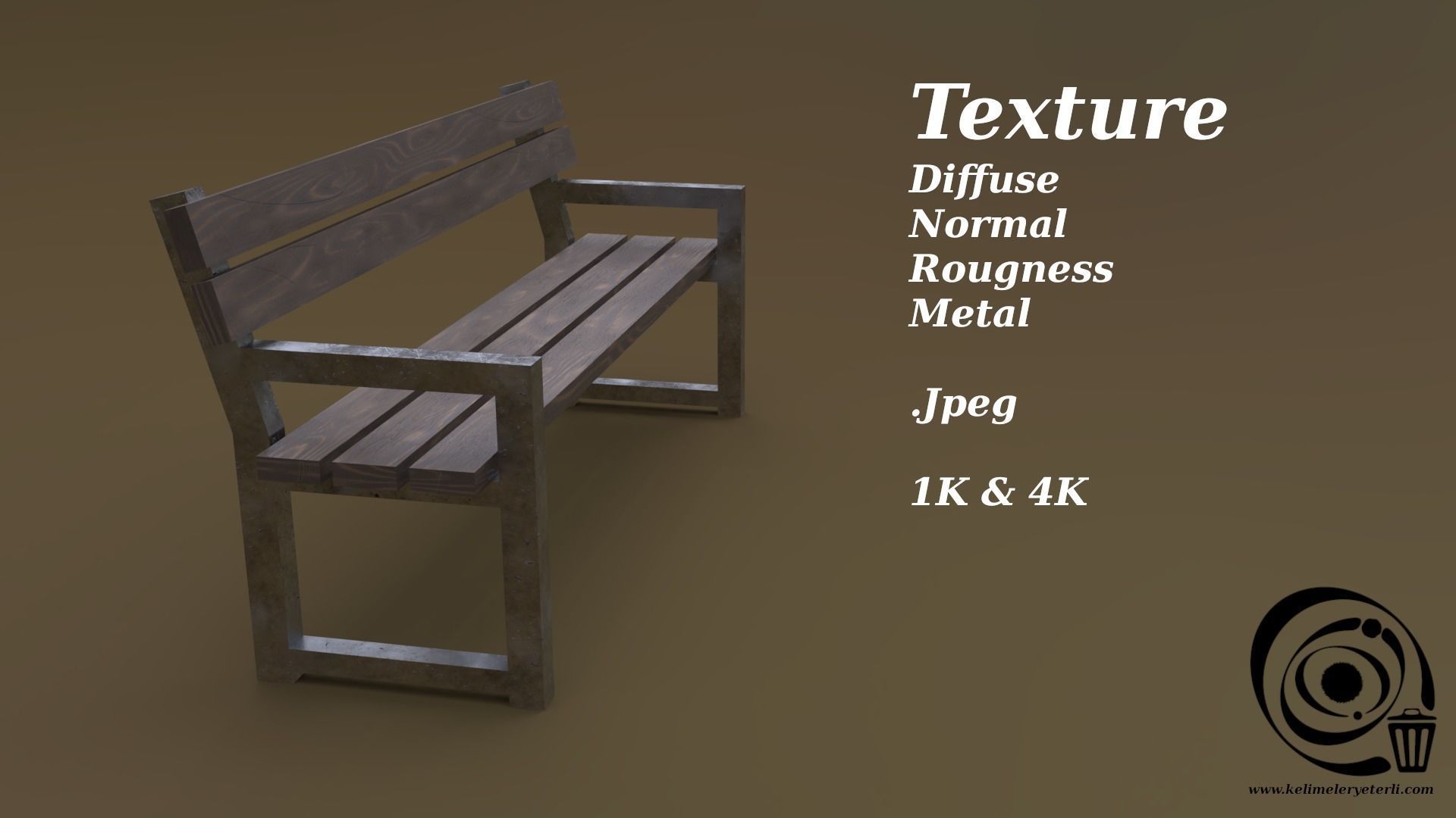 Bench 29 Low-poly 3D model_4