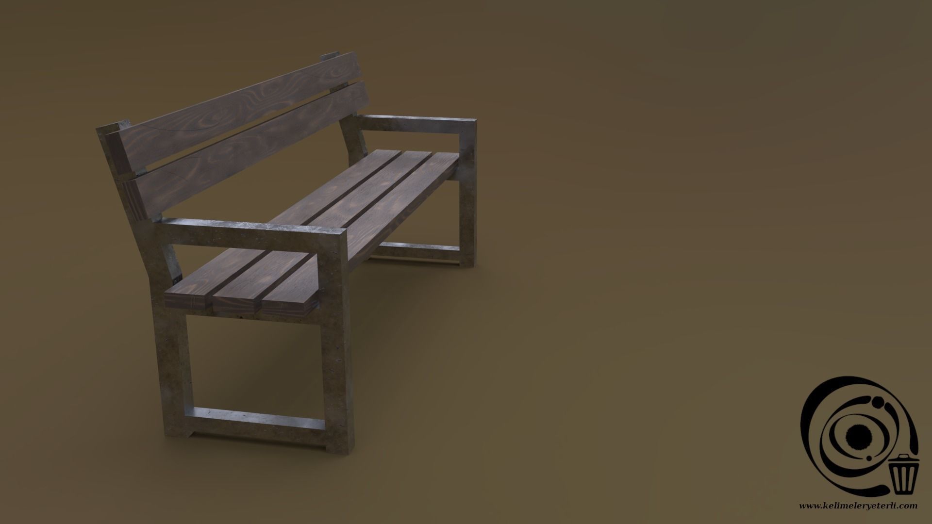 Bench 29 Low-poly 3D model_1