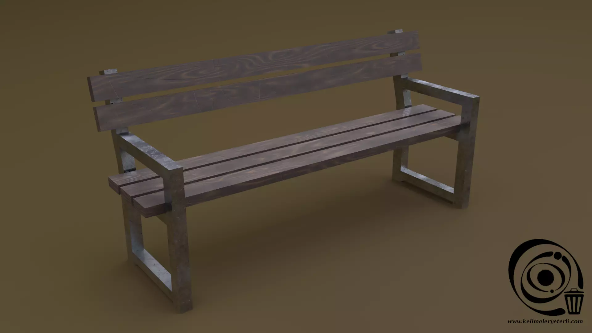 Bench 29 Low-poly 3D model_0