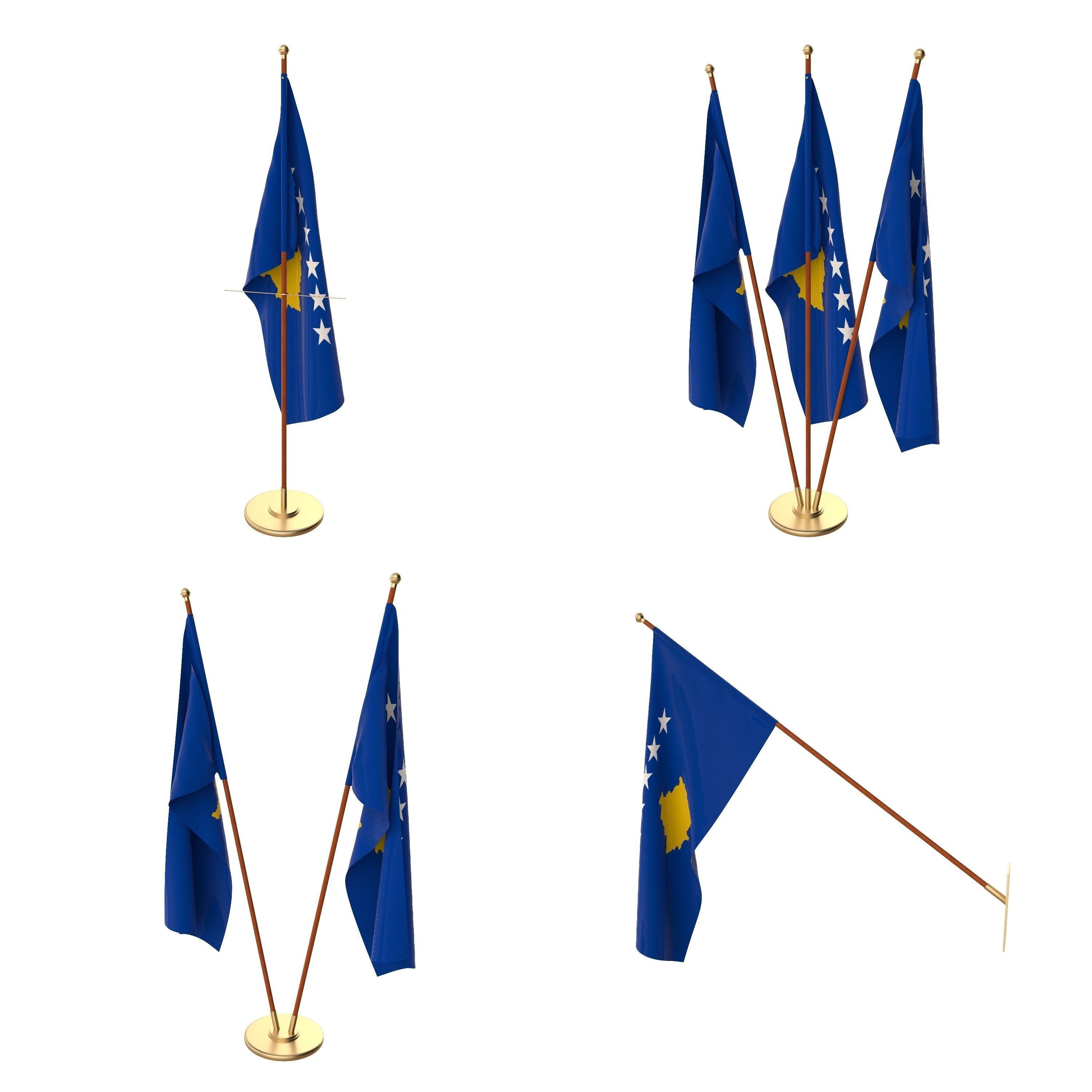 Kosovo Flag Pack 3D model_1