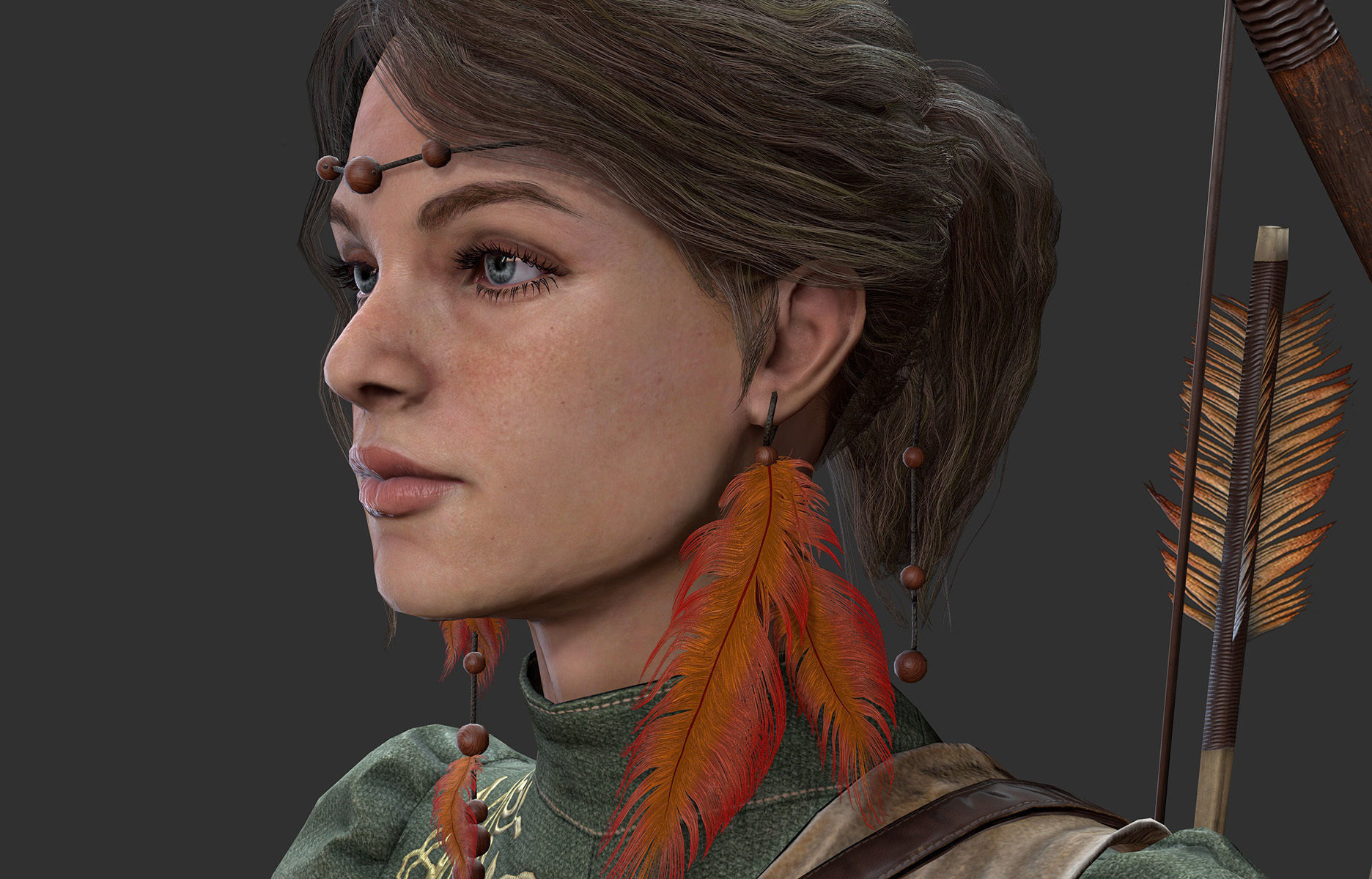  Archer Warrior - Woman Low-poly 3D model_3