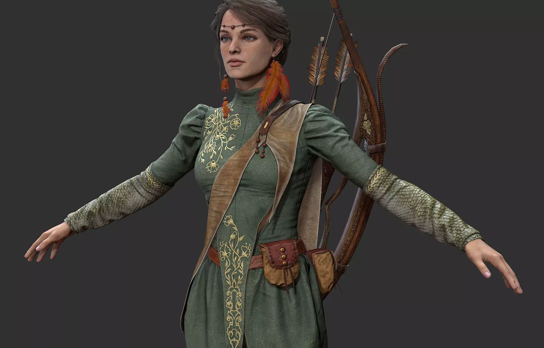  Archer Warrior - Woman Low-poly 3D model_0