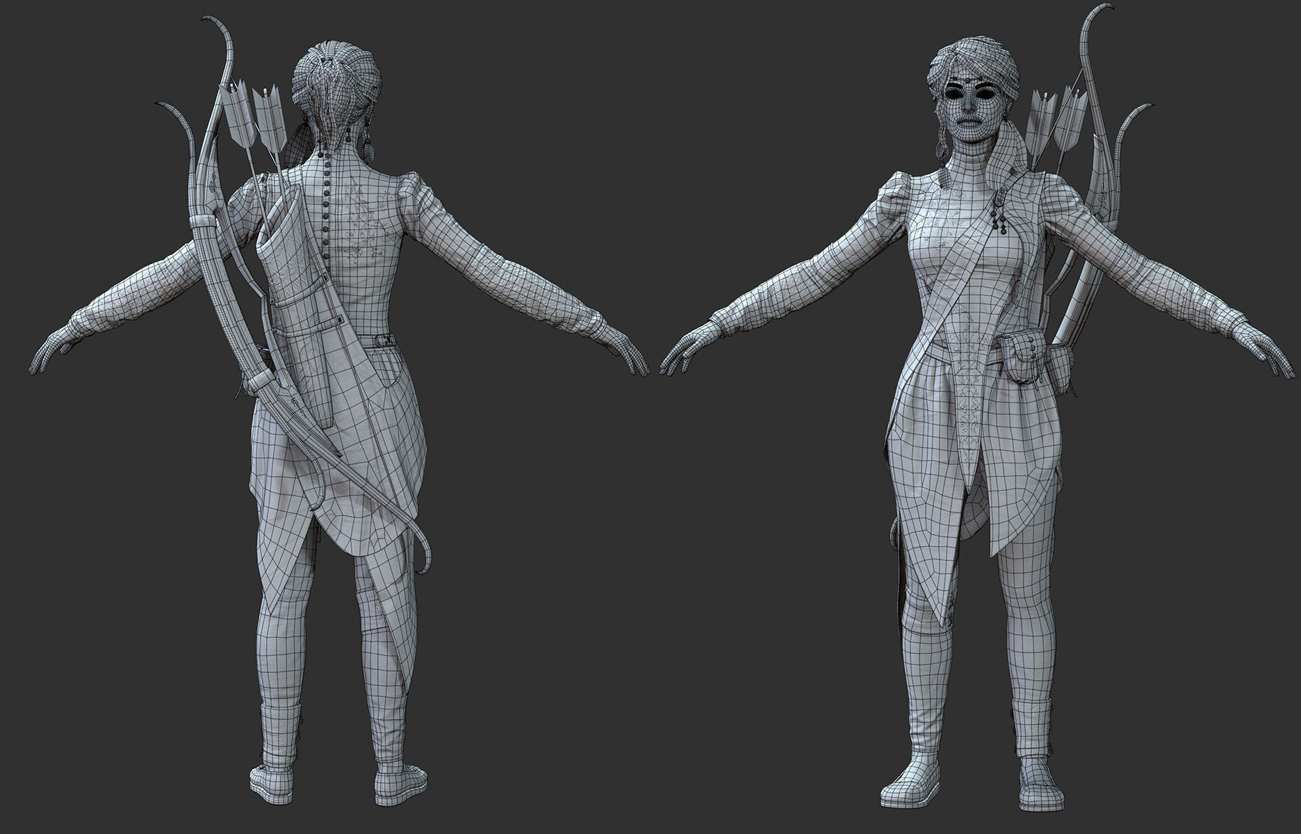  Archer Warrior - Woman Low-poly 3D model_11