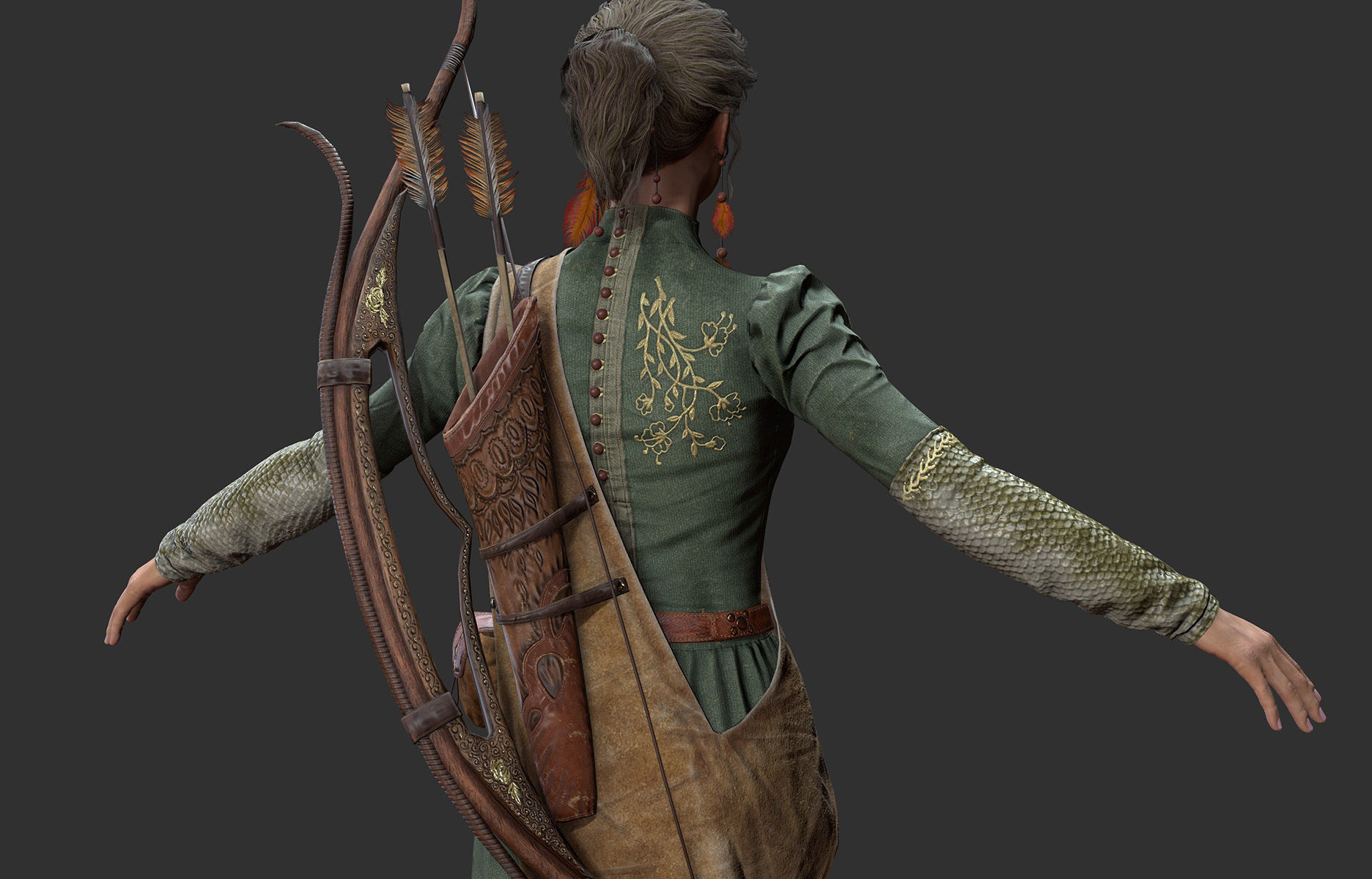  Archer Warrior - Woman Low-poly 3D model_5