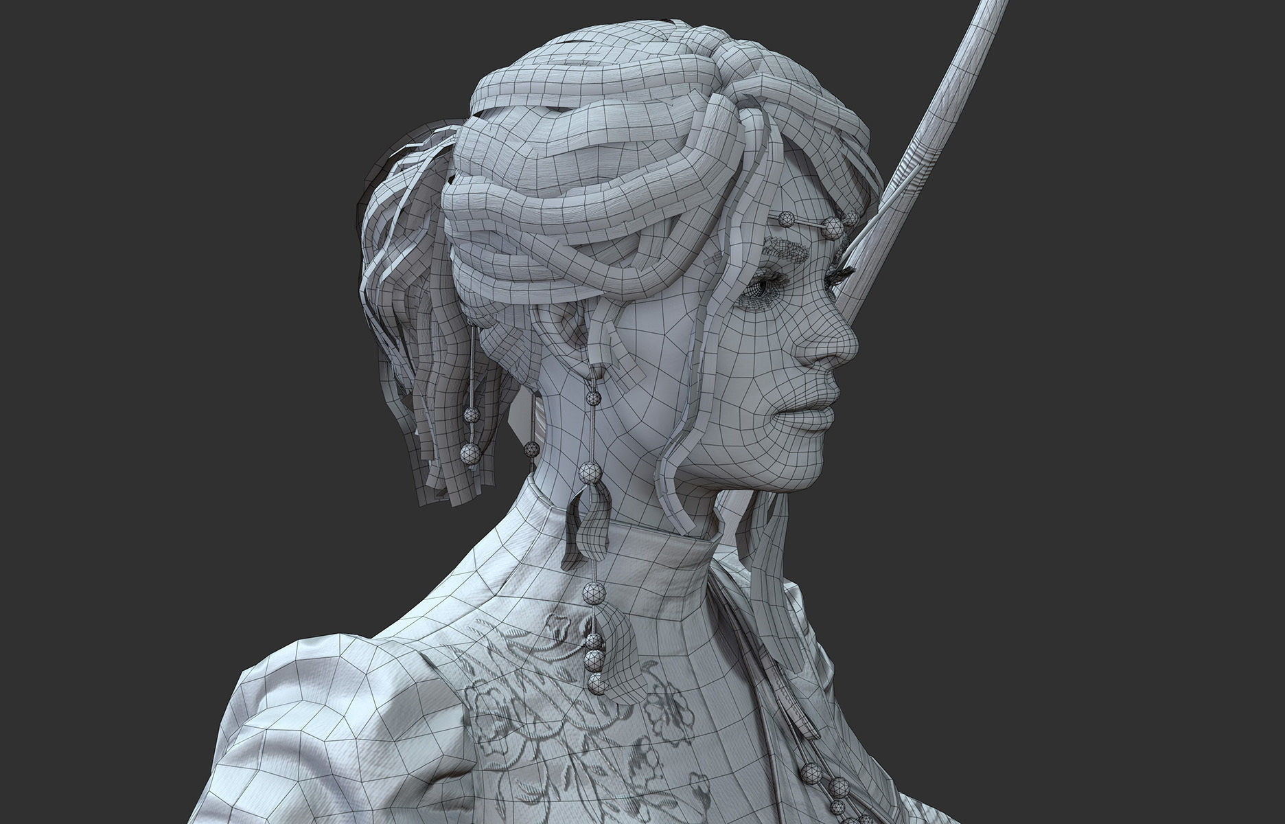  Archer Warrior - Woman Low-poly 3D model_14