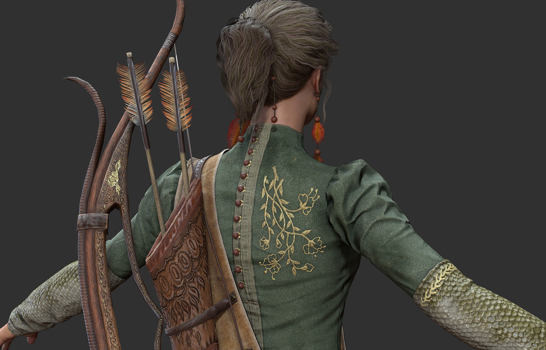  Archer Warrior - Woman Low-poly 3D model_6