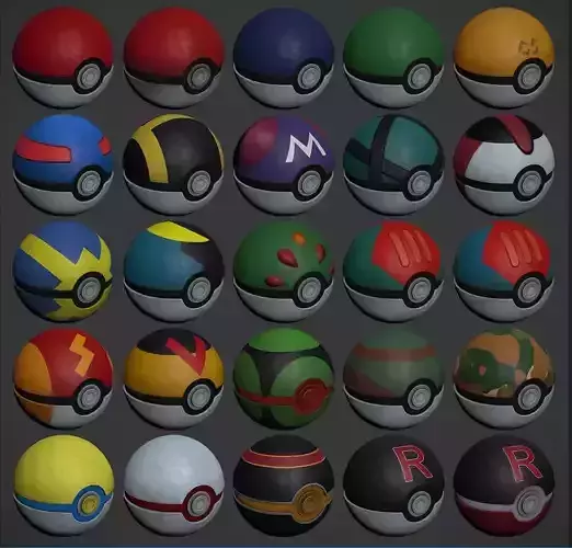 Pokeballs pokemon balls Low-poly 3D model