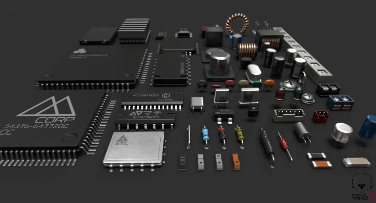 Electronic components kit 3D model_3