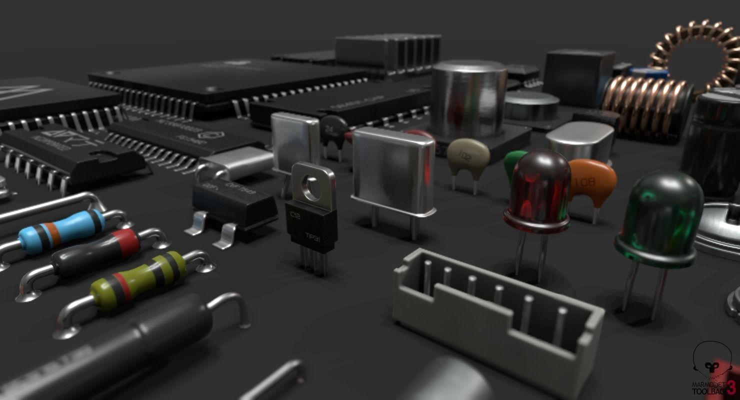 Electronic components kit 3D model_1