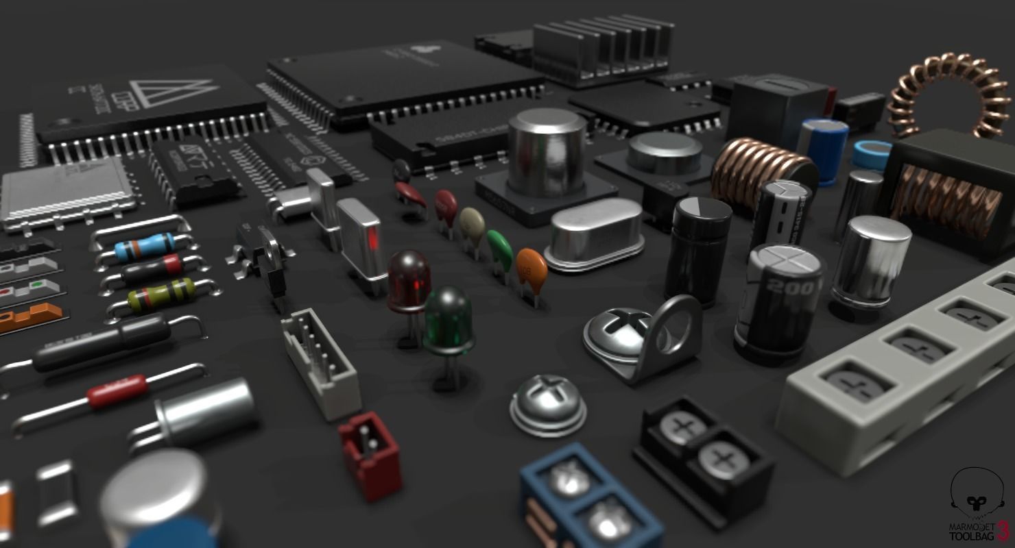 Electronic components kit 3D model_2