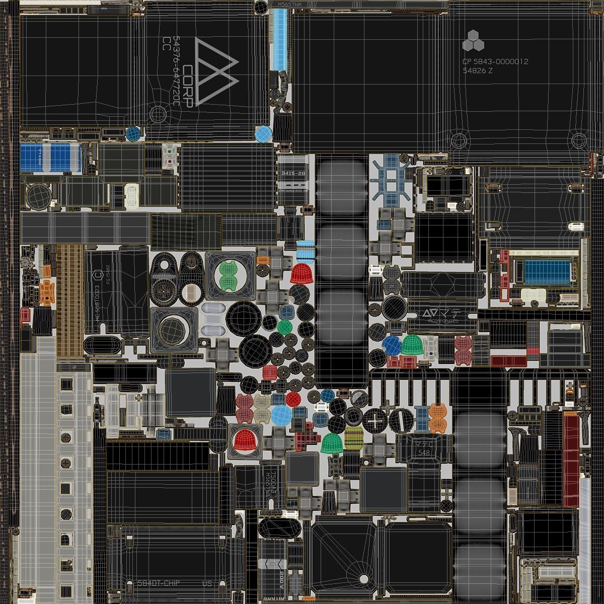 Electronic components kit 3D model_10