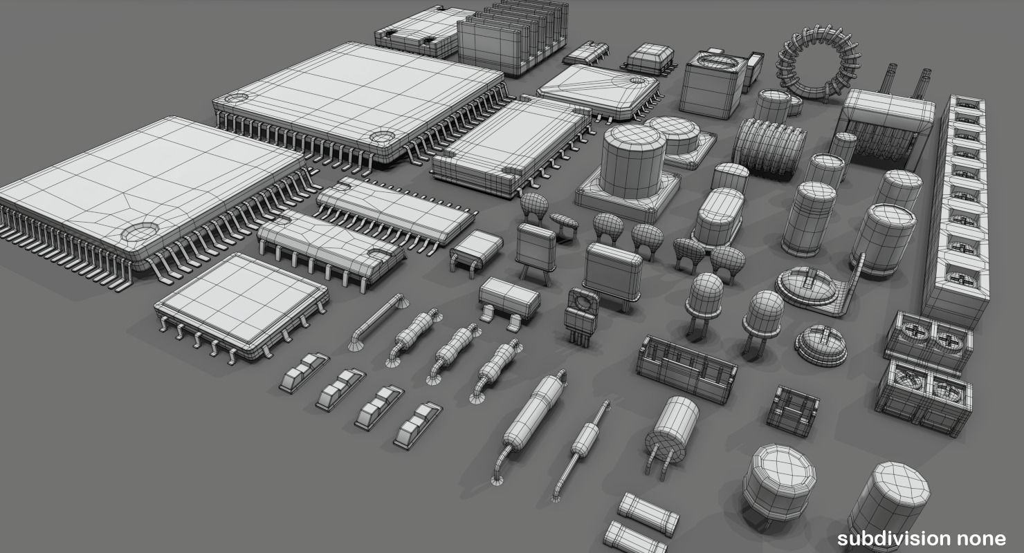 Electronic components kit 3D model_7
