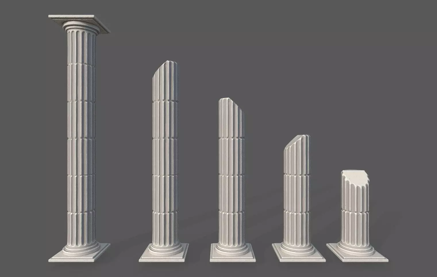 Modular Roman Columns Low-poly 3D model