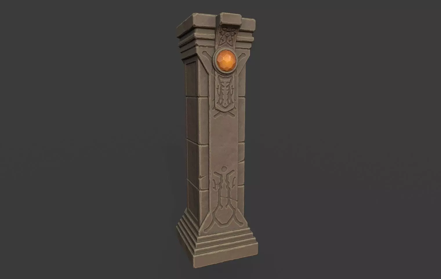 Crystal Column Low-poly 3D model_0