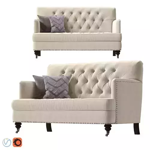 Pottery Barn Tudor Upholstered Mini Sofa 3D model