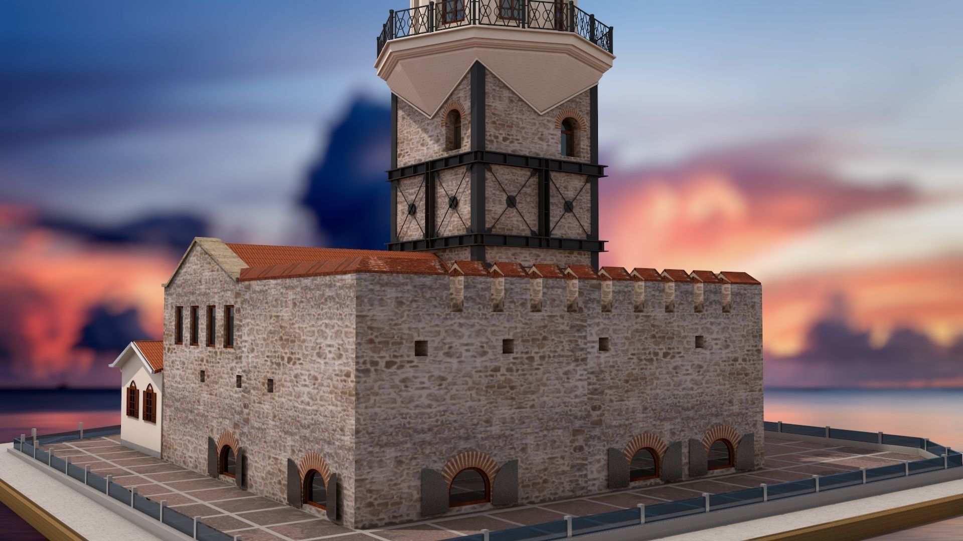 Maidens Tower  Istanbul  3D model_10