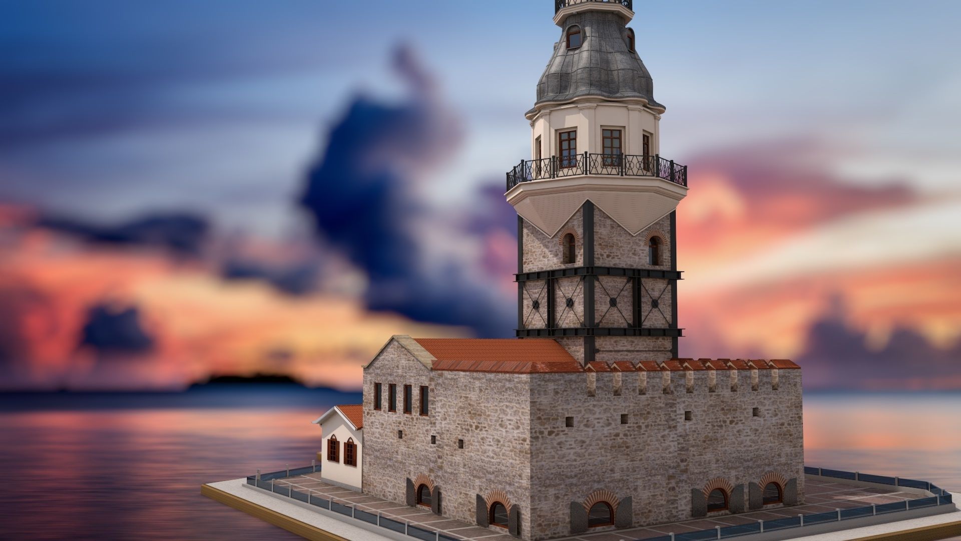 Maidens Tower  Istanbul  3D model_1