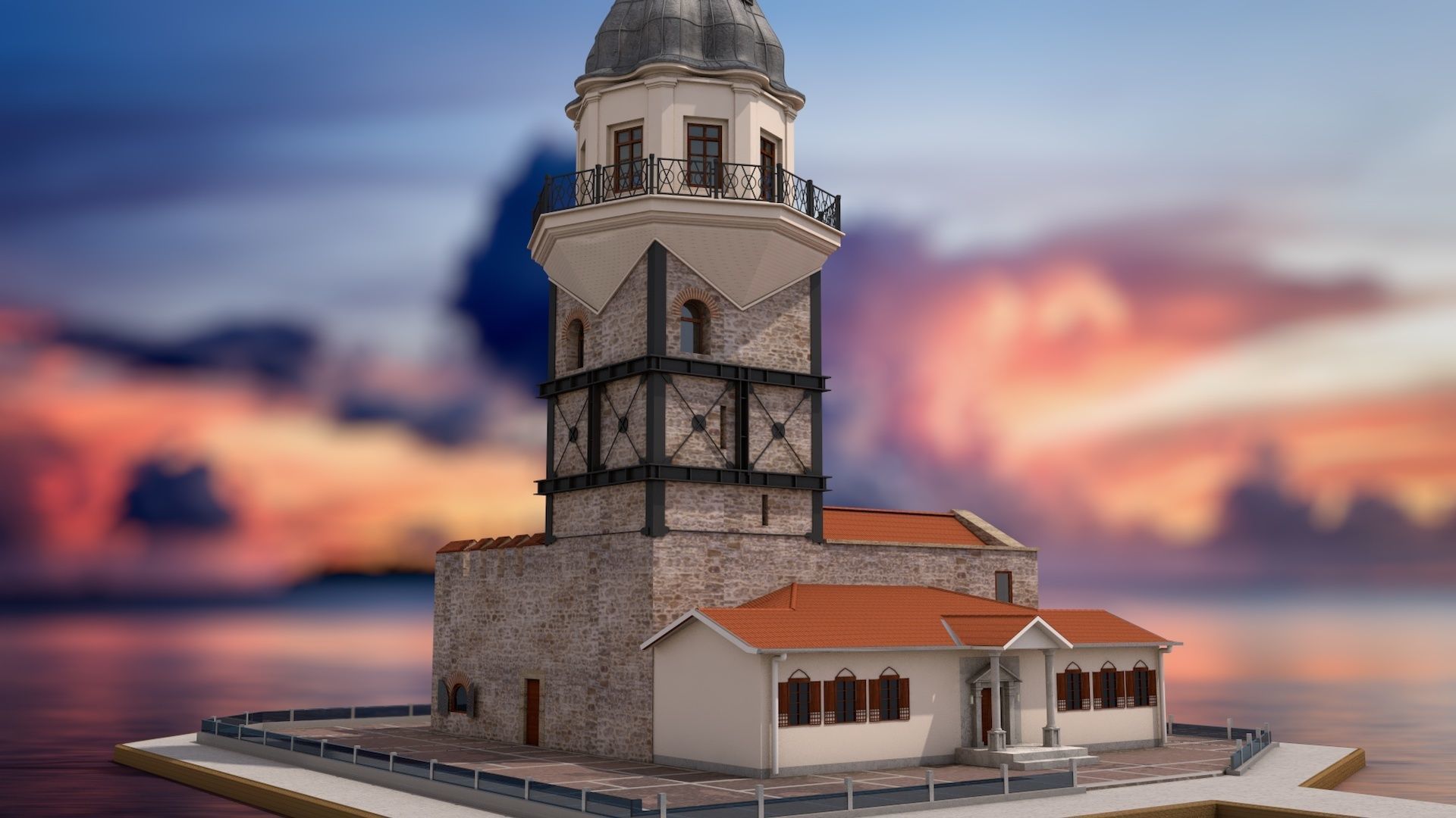 Maidens Tower  Istanbul  3D model_2