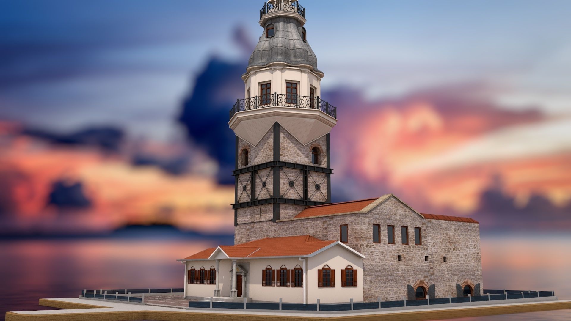Maidens Tower  Istanbul  3D model_3