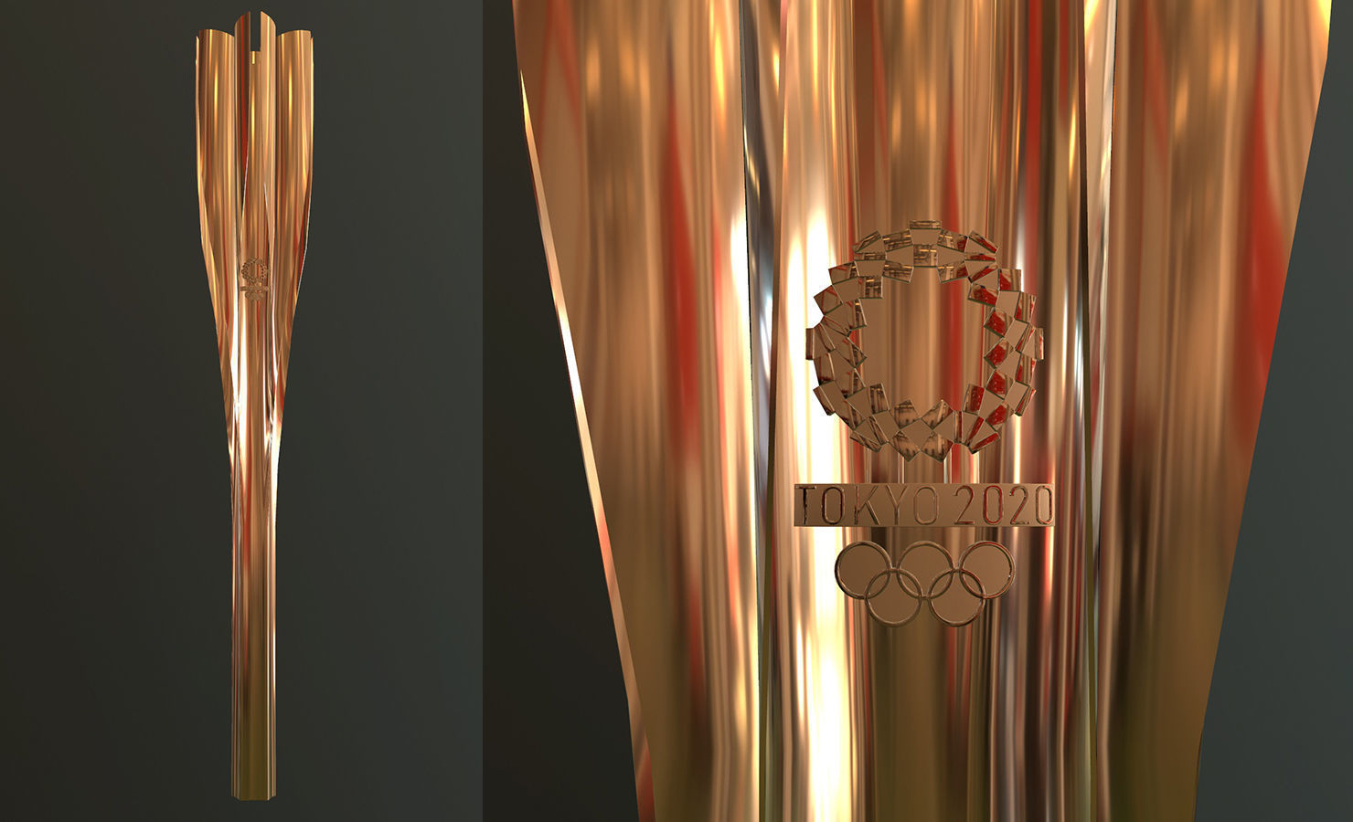 Tokyo 2020 Olympic Torch Low-poly 3D model_2