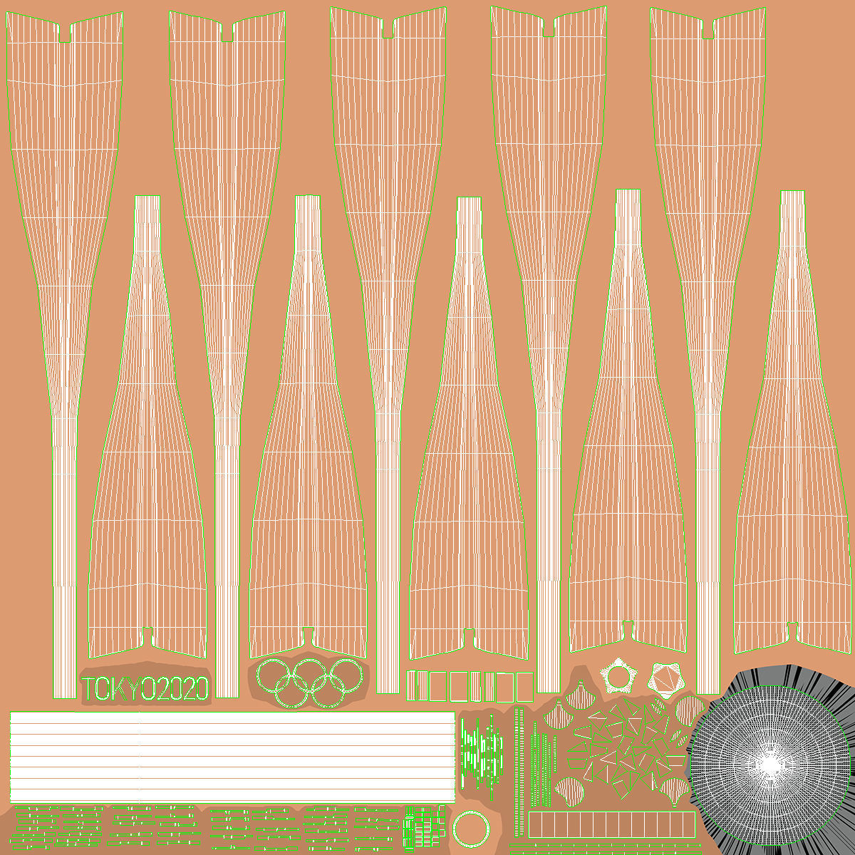 Tokyo 2020 Olympic Torch Low-poly 3D model_14