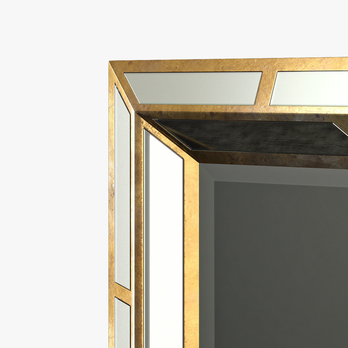 Paragon aged gold mirror 3D model_2